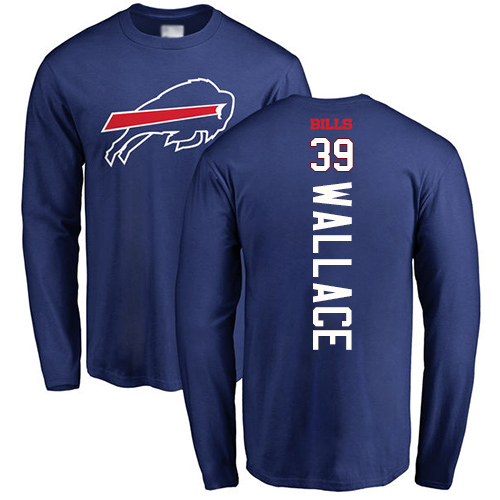 Men NFL Buffalo Bills #39 Levi Wallace Royal Blue Backer Long Sleeve T Shirt->nfl t-shirts->Sports Accessory